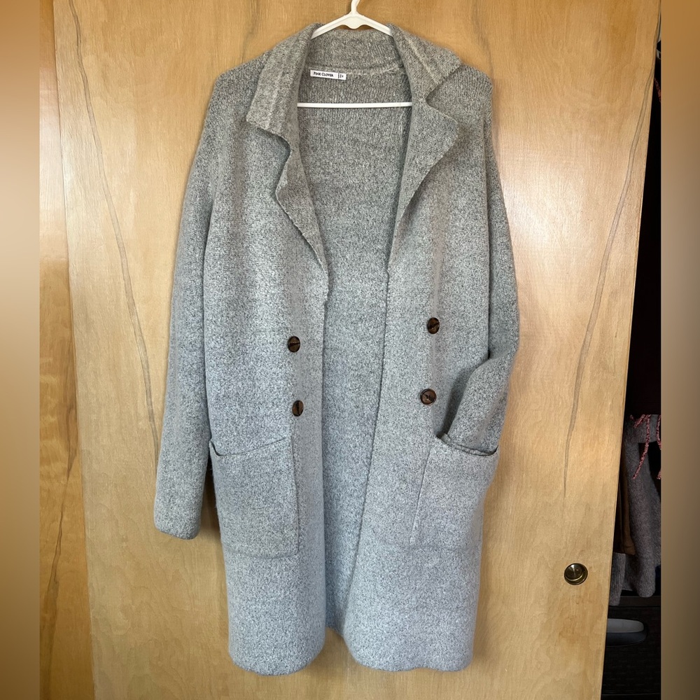 Pink Clover Gray Trench Coat